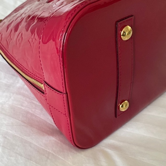 Louis Vuitton Pink Rose Indian Raspberry Leather Monogram Vernis Alma GM - Picture 14 of 17